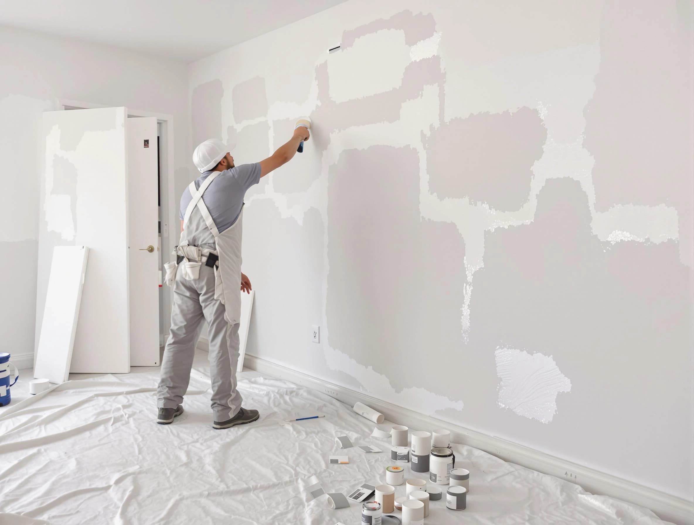 Before and after drywall repair by Rocky River House Painters in Rocky River