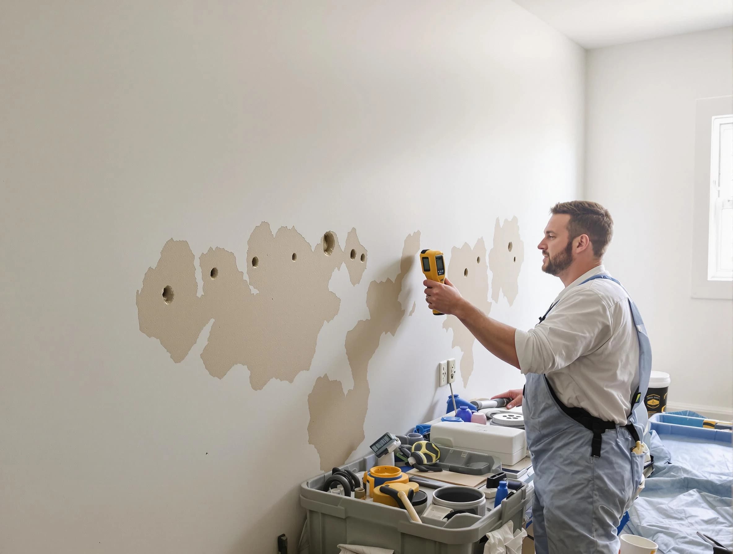 Rocky River House Painters repairing damaged drywall in Rocky River